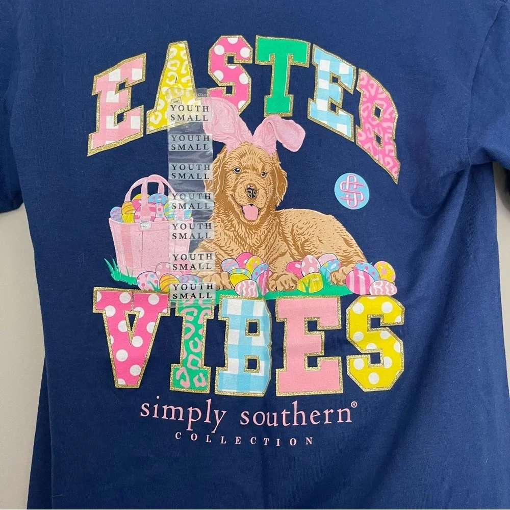 Simply Southern Navy Tee with Colorful Bunny Row